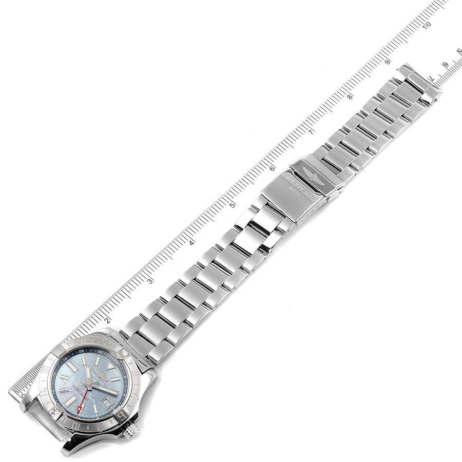 Breitling Aeromarine Avenger II GMT Blue Mother of Pearl Dial Watch A32390 Box For Sale 2