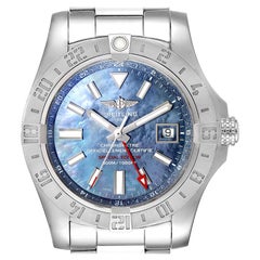 Reloj Breitling Aeromarine Avenger II GMT Esfera nacarada azul A32390 Caja