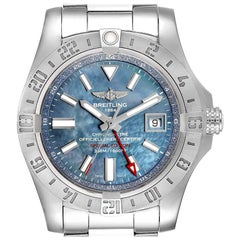 Breitling Aeromarine Avenger II GMT Blue Mother of Pearl Dial Watch A32390 Box