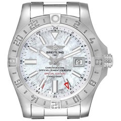 Breitling Aeromarine Avenger II GMT Mother Of Pearl Dial Steel Watch A32390