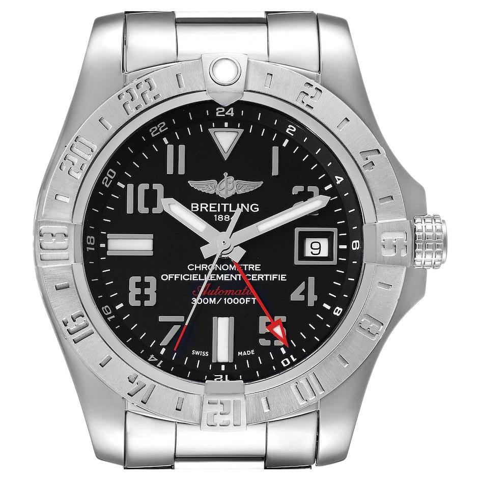 Breitling Aeromarine Avenger II GMT Steel Mens Watch A32390 Box Card