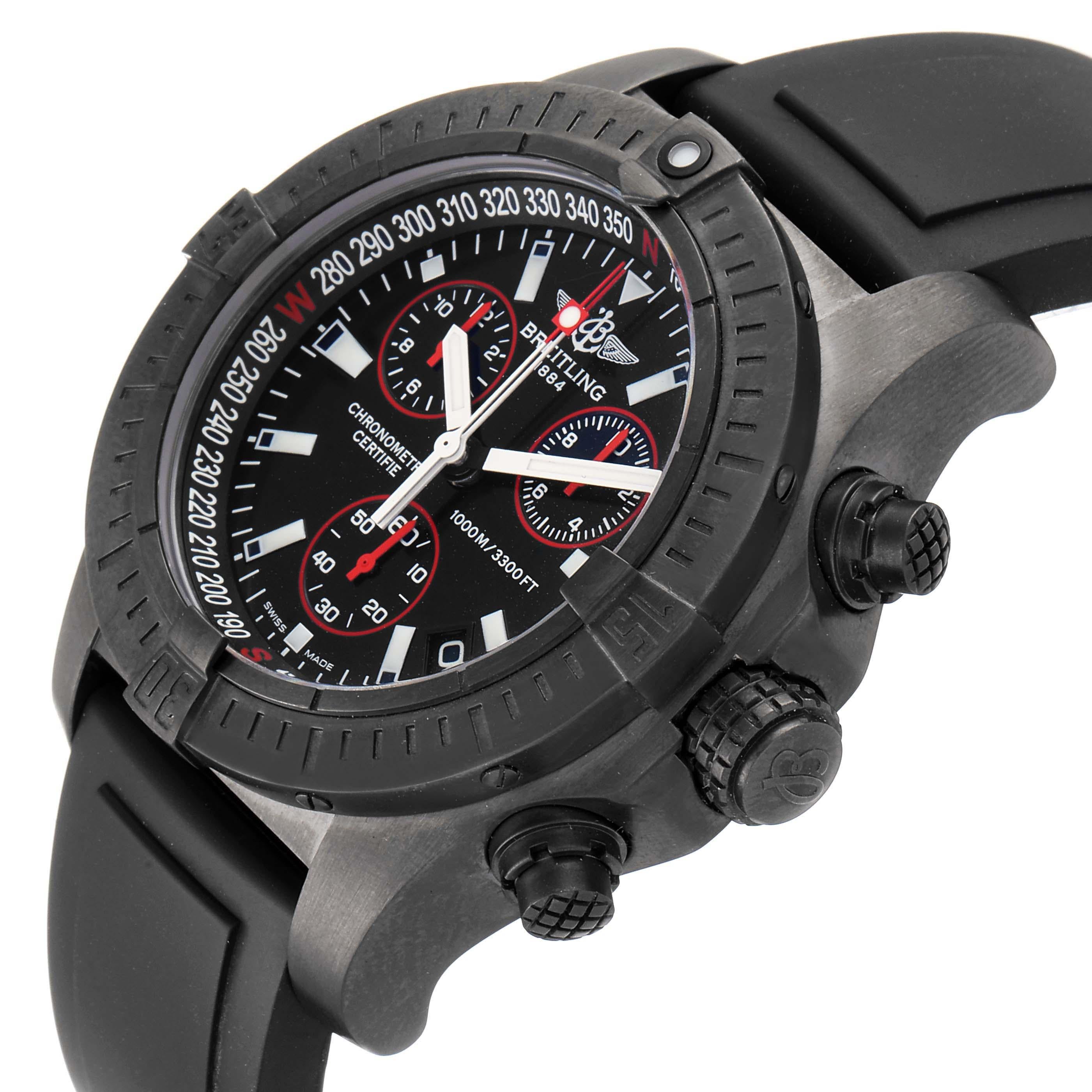 Men's Breitling Aeromarine Avenger Seawolf Blacksteel Watch M73390 Box Papers