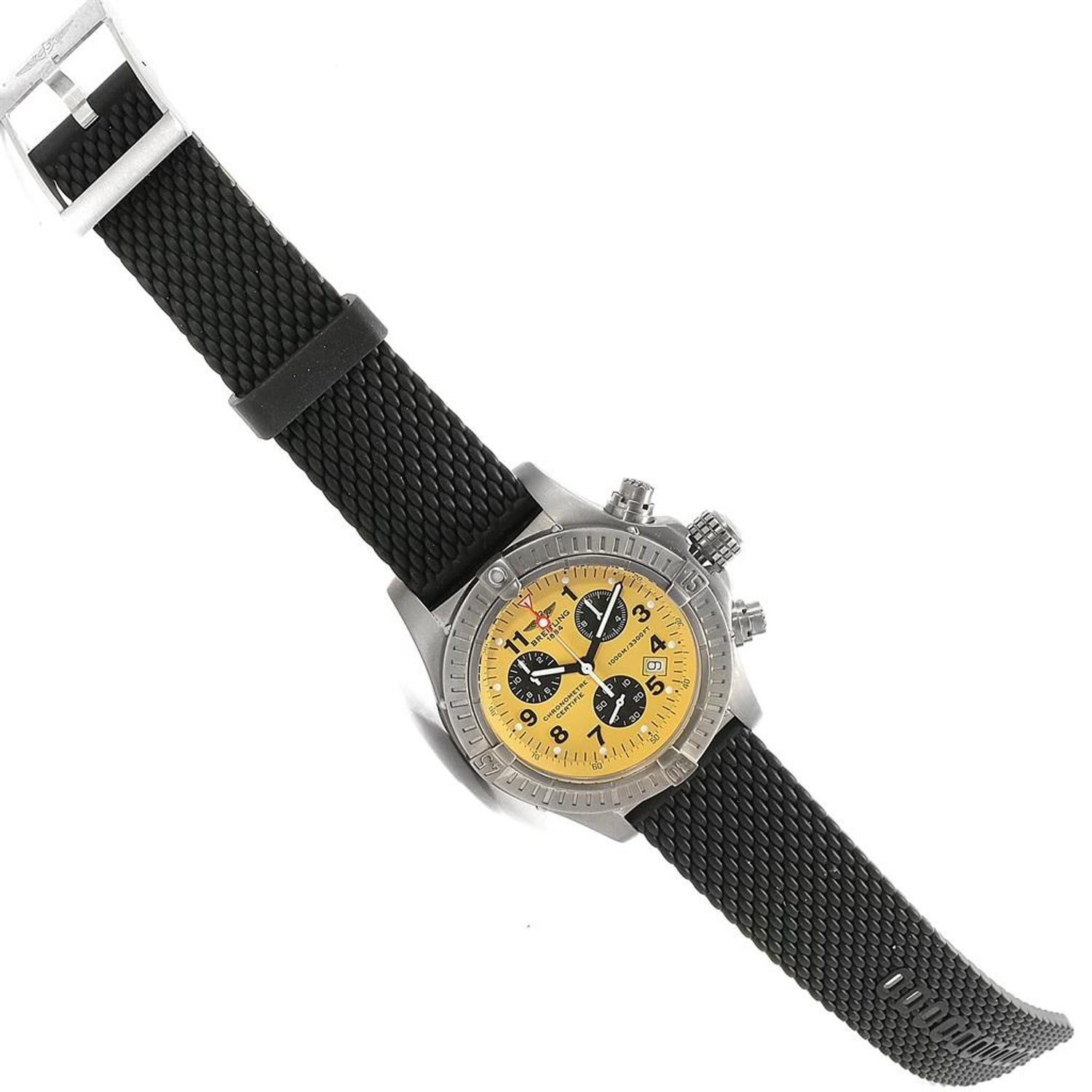 Breitling Aeromarine Chrono Avenger M1 Yellow Dial Titanium Watch E73360 For Sale At 1stdibs