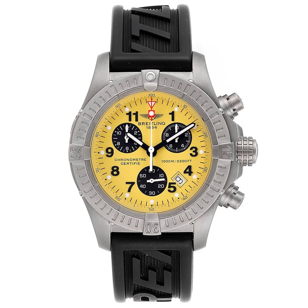 Breitling Aeromarine Chrono Avenger M1 Yellow Dial Titanium Watch E73360. Breitling box
