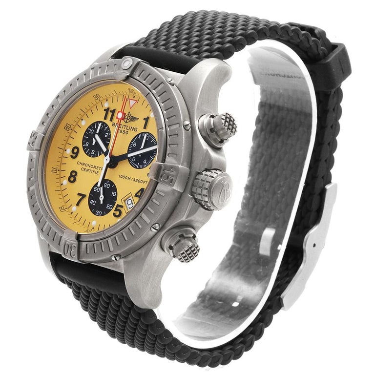 Breitling Aeromarine Chrono Avenger M1 Yellow Dial Titanium Watch E73360 For Sale At 1stdibs