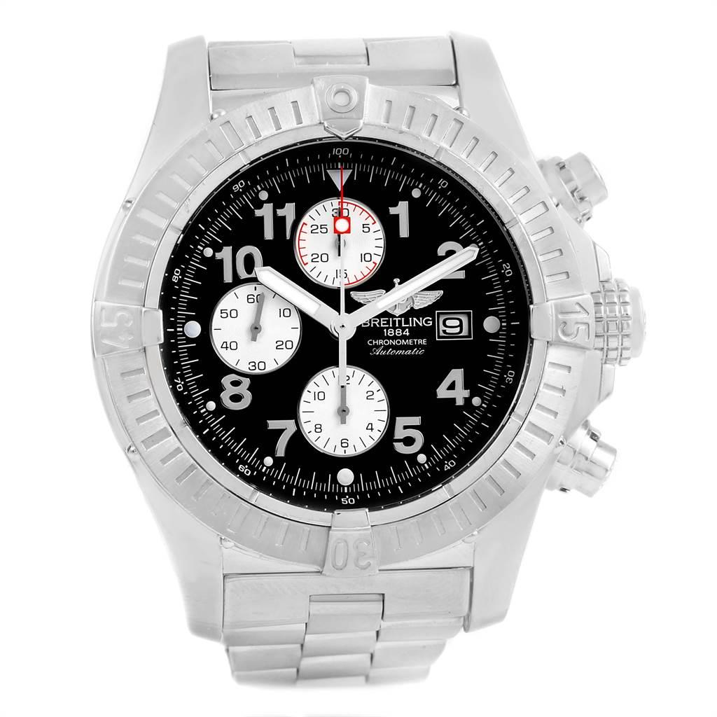 Breitling Aeromarine Super Avenger Black Dial Men's Watch A13370 In Excellent Condition In Atlanta, GA