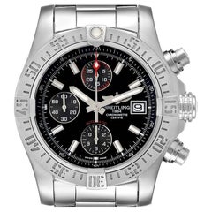 Breitling Aeromarine Super Avenger Black Dial Mens Watch A13381 Box Card