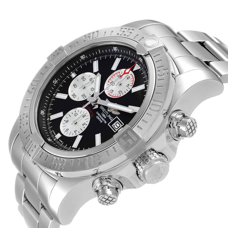 Stahluhr A13371 mit schwarzem Zifferblatt von Aeromarine Super Avenger mit Karton im Angebot 1