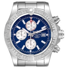 Breitling Aeromarine Super Avenger Blue Dial Steel Mens Watch A13371 Box Card