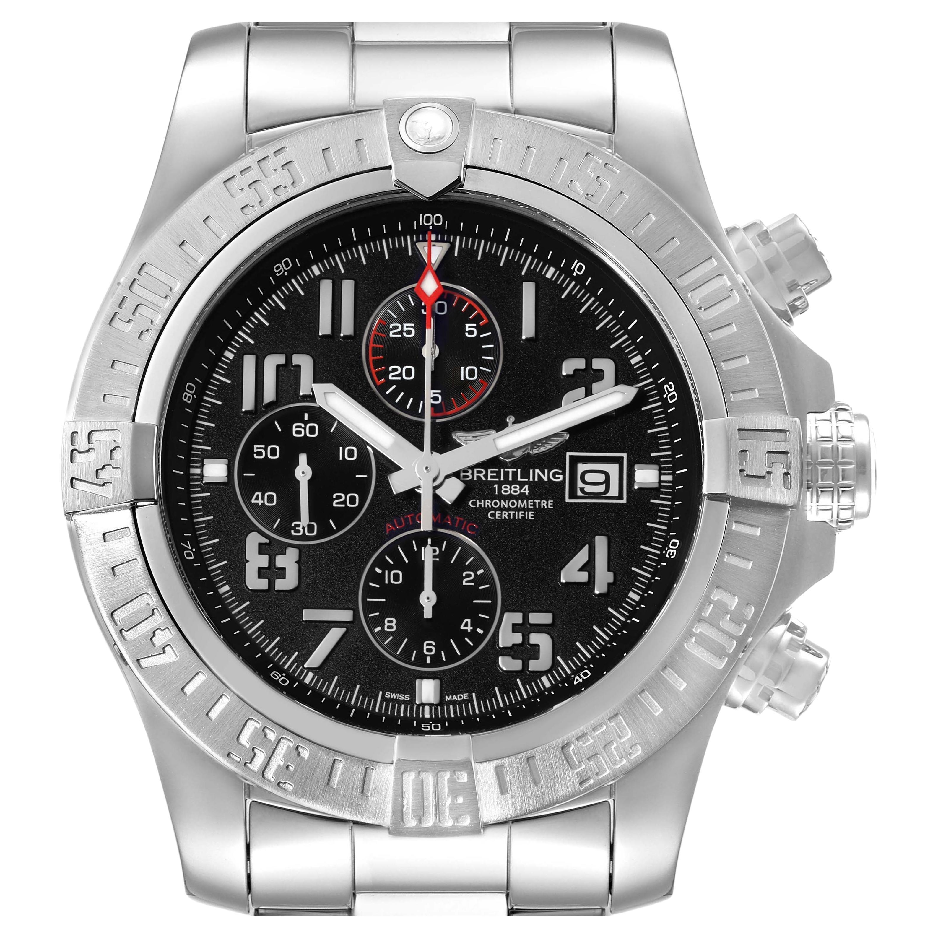 Breitling Aeromarine Super Avenger Steel Mens Watch A13371 Box Papers