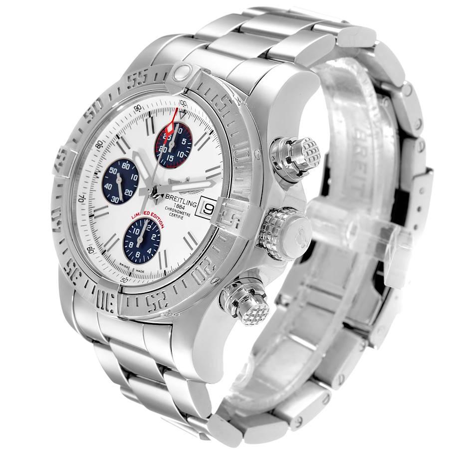 Breitling Aeromarine Super Avenger White Dial Mens Watch A13381 In Excellent Condition For Sale In Atlanta, GA