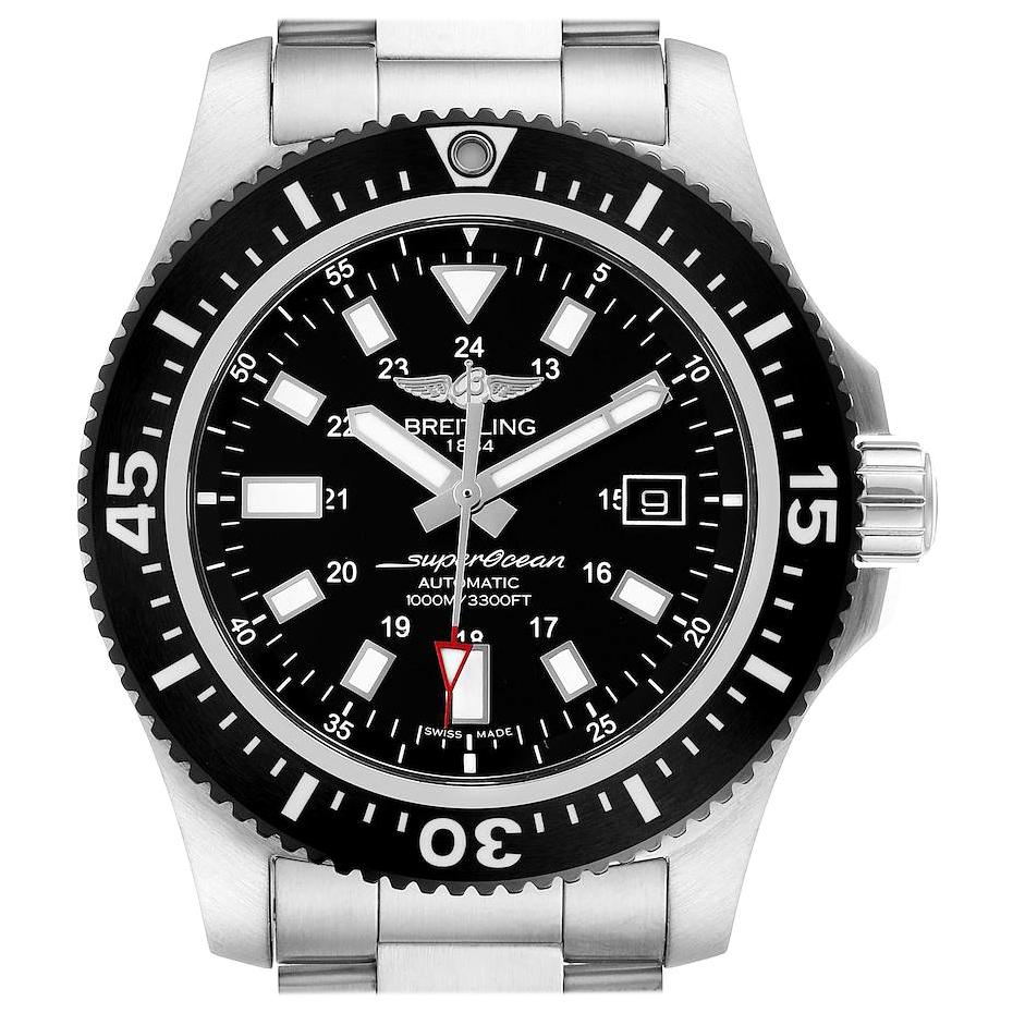 Breitling Aeromarine Superocean 44 Black Dial Watch Y17393 Box Papers