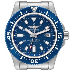 Breitling Aeromarine Superocean 44 Blue Dial Steel Mens Watch Y17393 Box Card