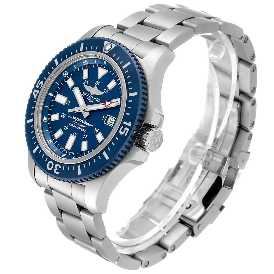 Breitling Aeromarine Superocean 44 Blue Dial Watch Y1739310 Box Papers In Excellent Condition In Atlanta, GA