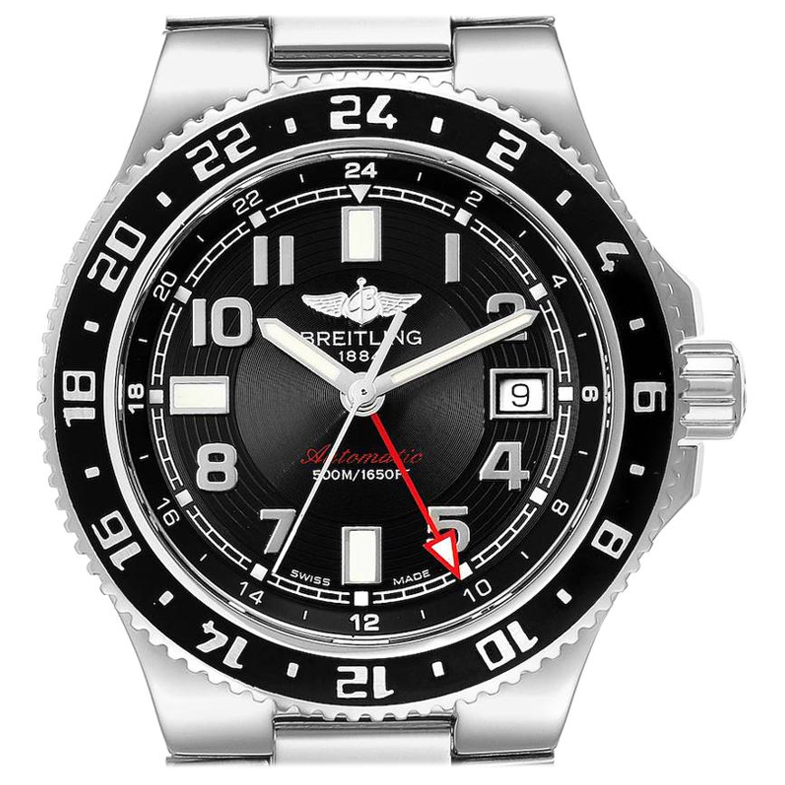 Breitling Aeromarine Superocean GMT Black Dial Men
s Watch A32380 Box Papers For Sale