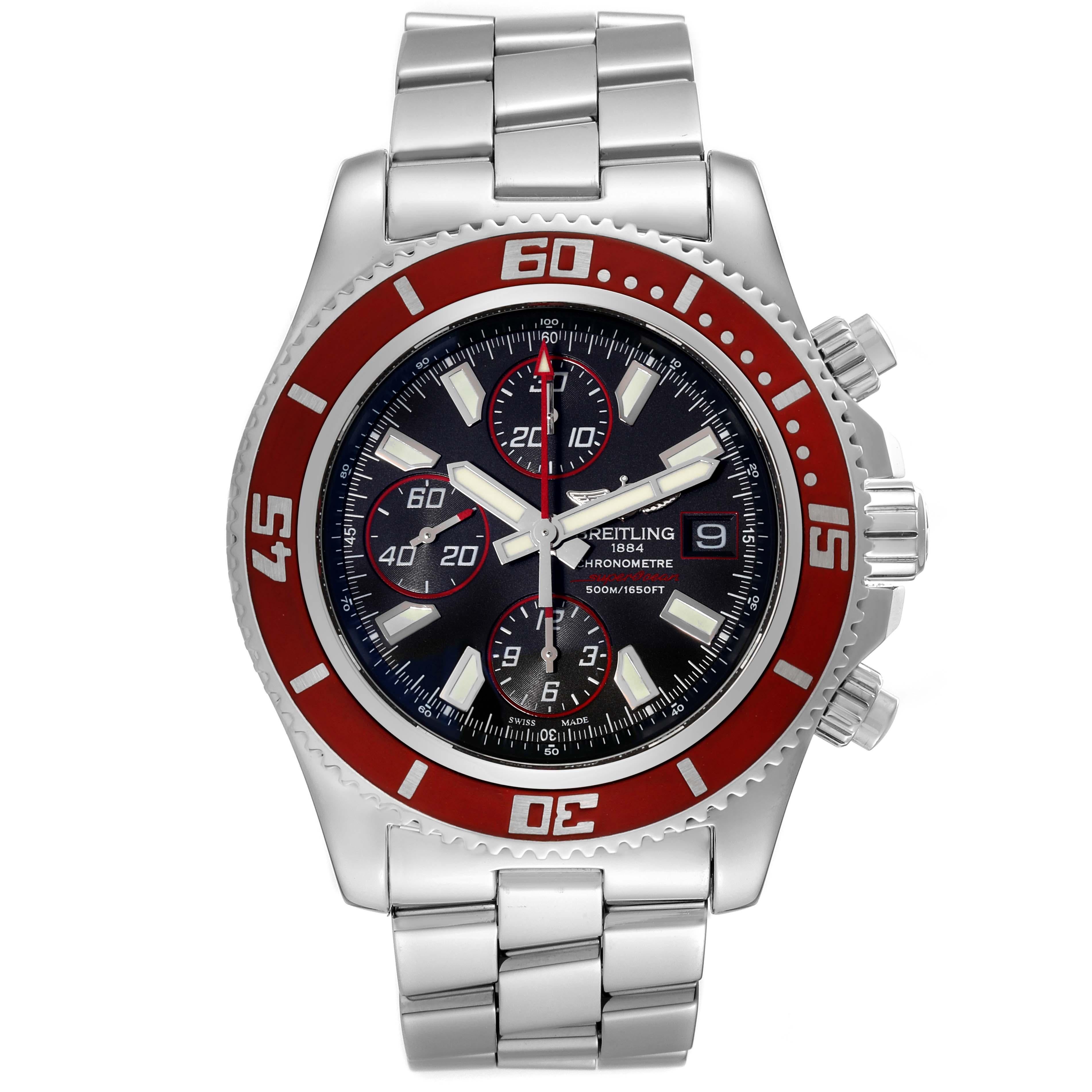 Men's Breitling Aeromarine SuperOcean II Red Bezel Limited Edition Mens Watch A13341 For Sale
