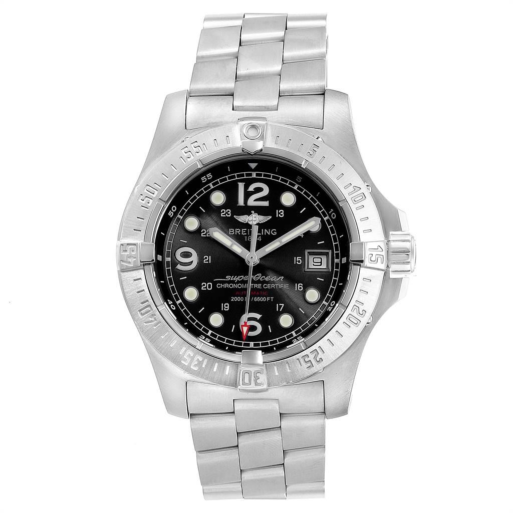 Breitling Aeromarine Superocean Steelfish Black Dial Men's Watch A17390 In Good Condition For Sale In Atlanta, GA