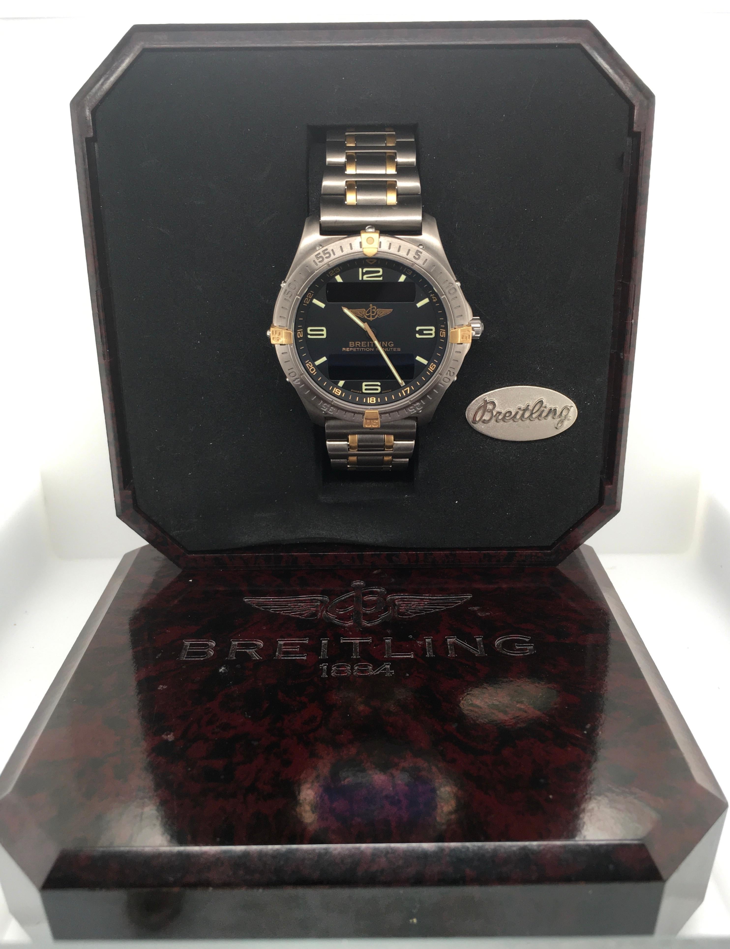 Breitling Aerospace 100m Titanium Case & Bracelet W/ Black Dial Chronograph  For Sale 3
