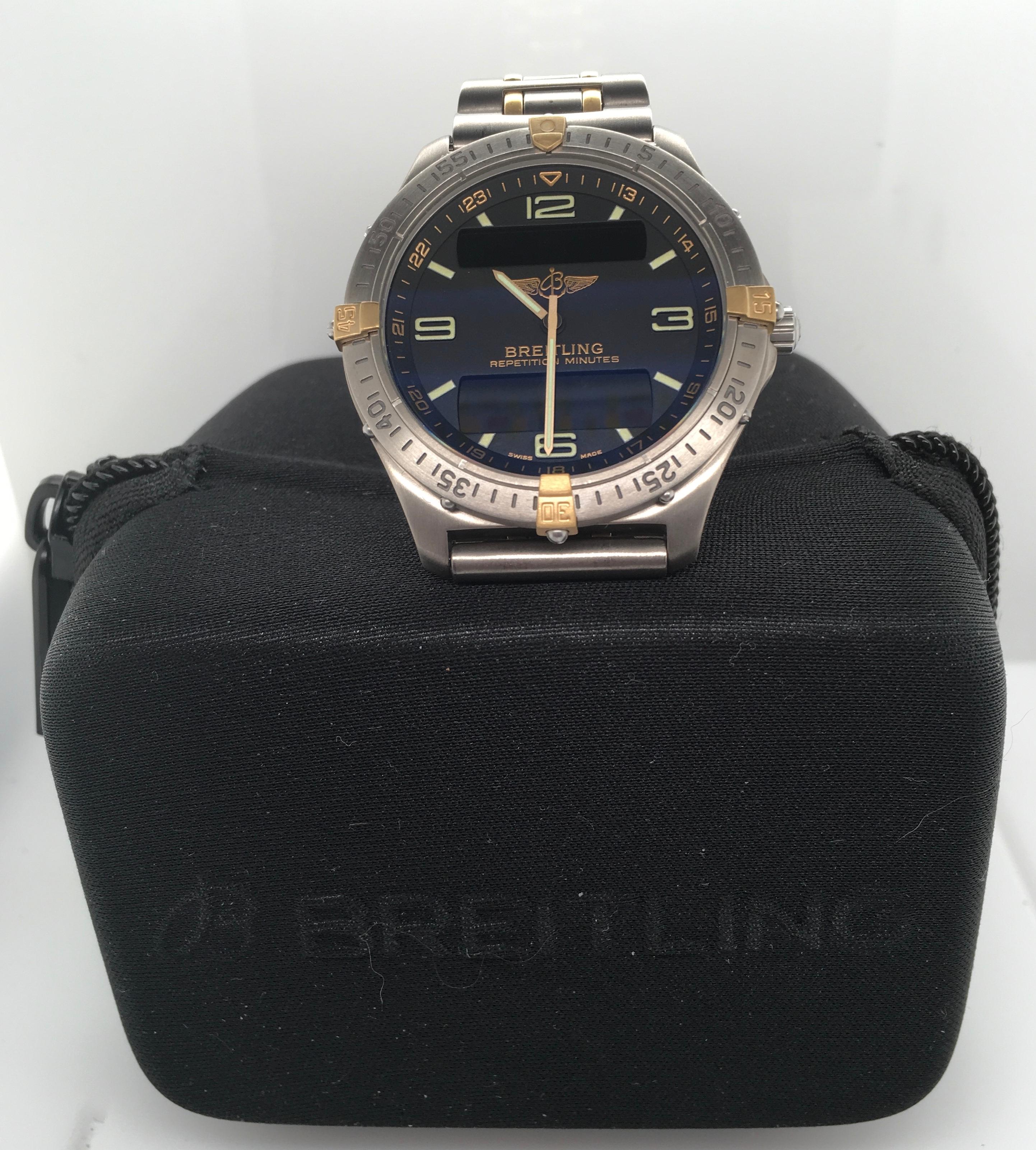 Modern Breitling Aerospace 100m Titanium Case & Bracelet W/ Black Dial Chronograph  For Sale