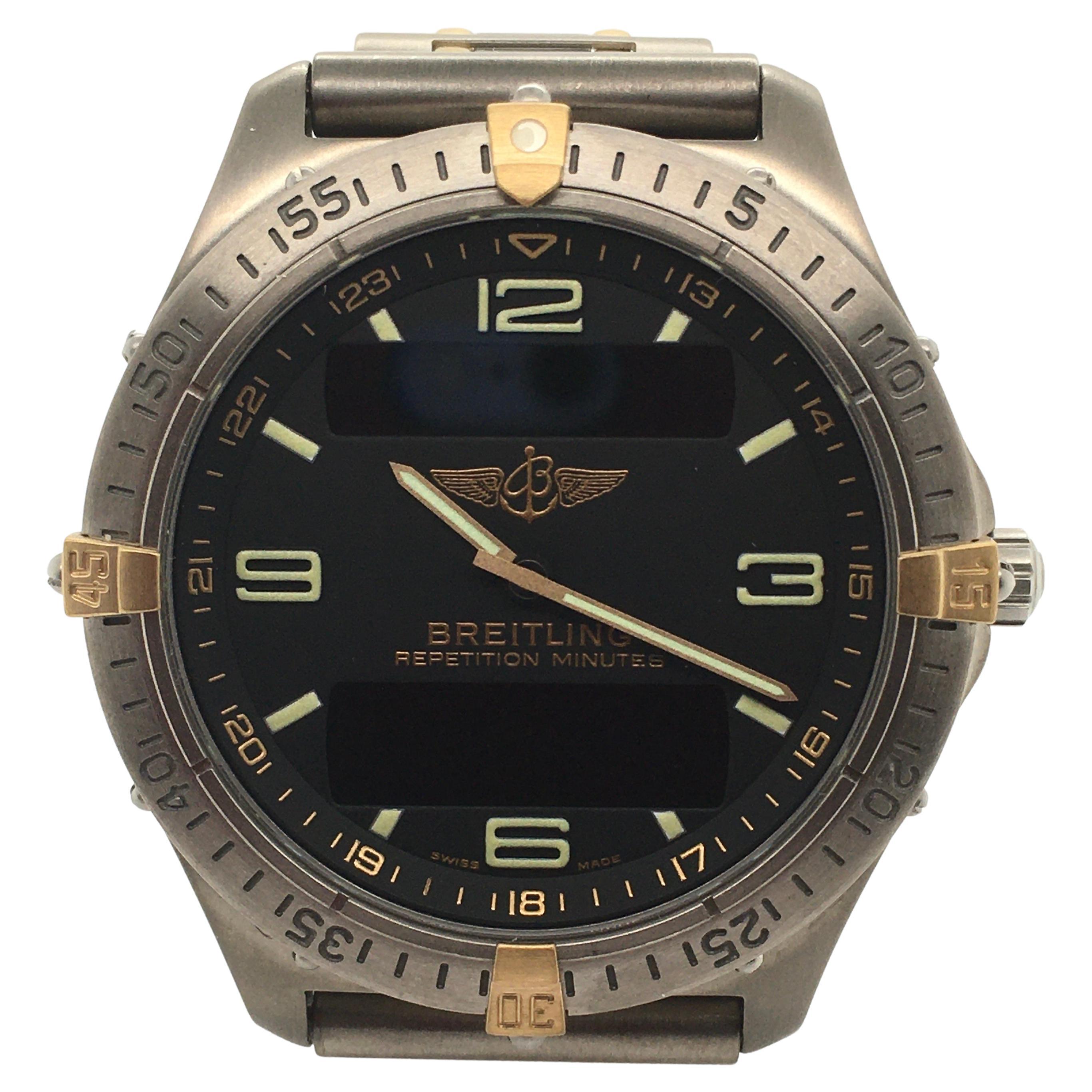 BREITLING AEROSPACE Étui et bracelet en titane 100m avec cadran noir  chronographe En vente sur 1stDibs | _