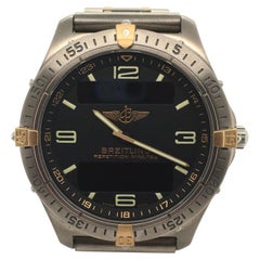 Retro Breitling Aerospace 100m Titanium Case & Bracelet W/ Black Dial Chronograph 