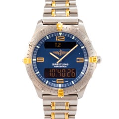Breitling Aerospace 40MM F56062 Blue Dial Titanium Two Tone Quartz Watch