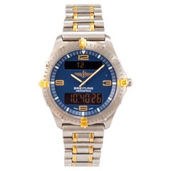 Breitling Aerospace 40MM F56062 Blue Dial Titanium Two Tone Quartz Watch