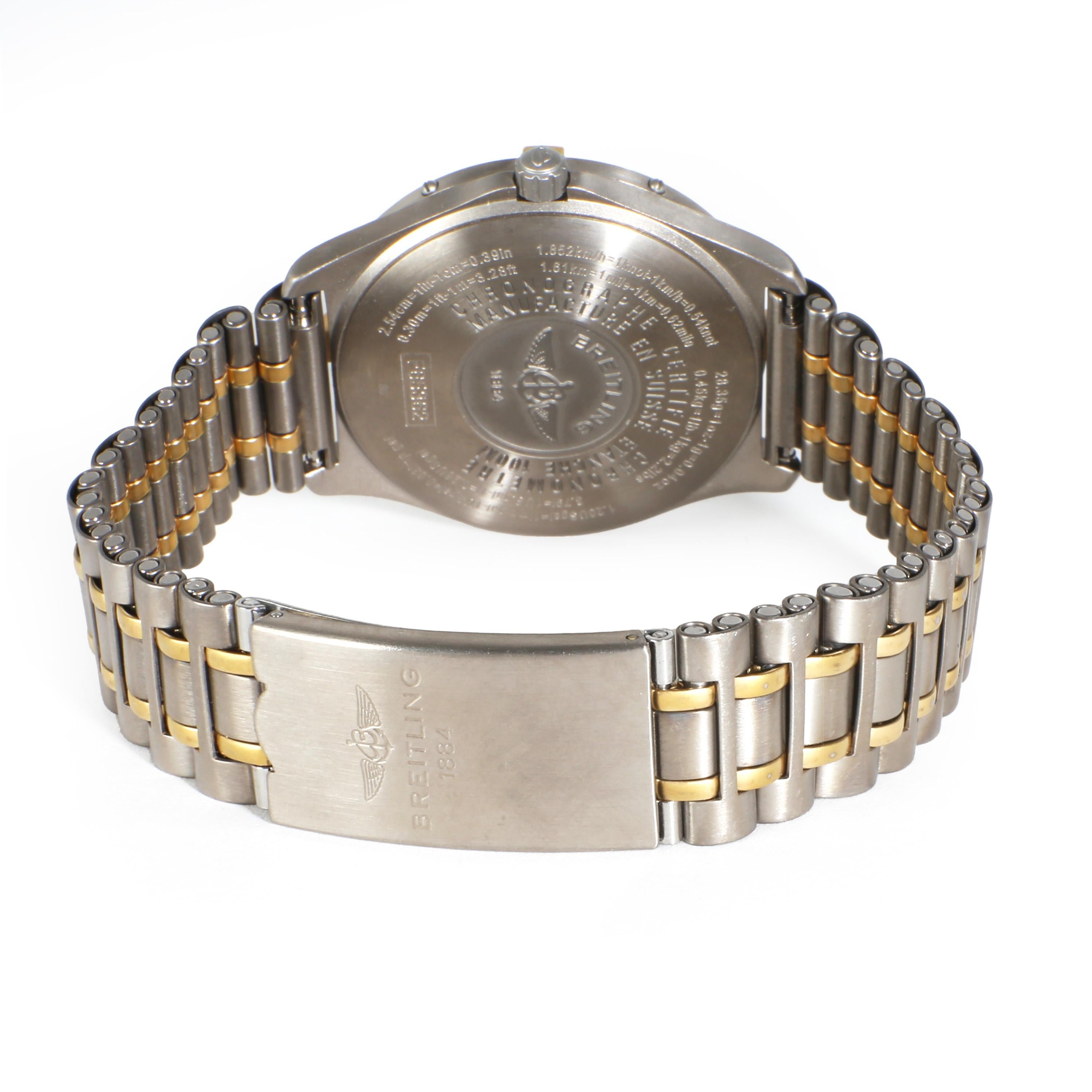 Breitling Aerospace F6536210/B423 Men's Watch in 18kt Titanium/Yellow Gold

SKU: 129134

PRIMARY DETAILS
Brand: Breitling
Model: Aerospace
Country of Origin: Switzerland
Movement Type: Quartz: Battery
Year of Manufacture: 1990-1999
Condition: In