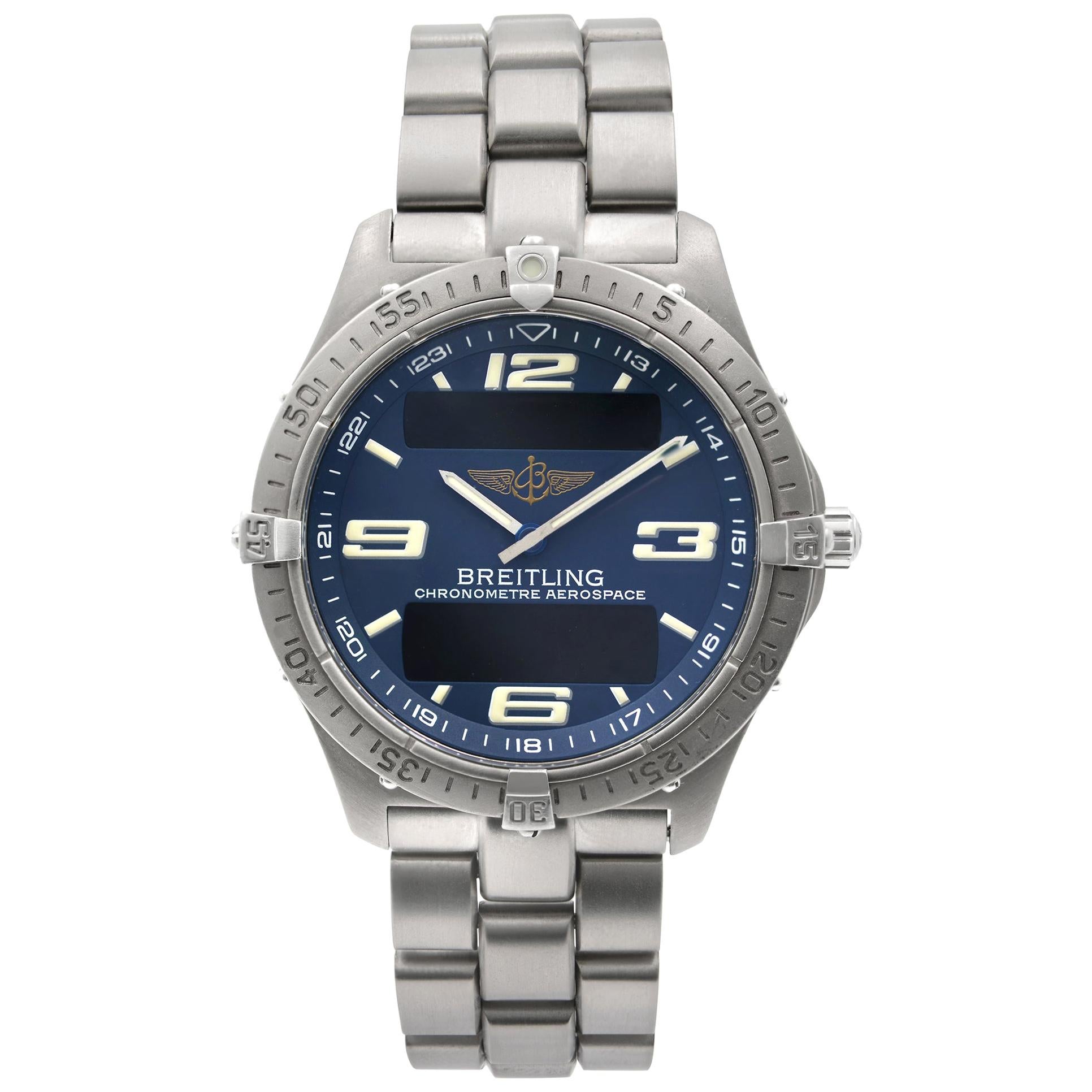 Breitling Aerospace Titanium Blue Dial Quartz Men's Digital Analog Watch E75362