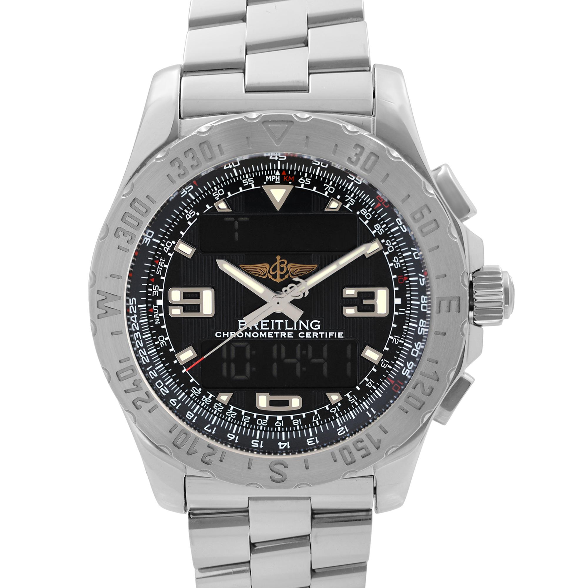 Pre-Owned Breitling Airwolf 43mm Stainless Steel Chronograph Gray Dial Men's Quartz Watch A78363. The Watch is powered by an Automatic Movement. This Beautiful Timepiece Features: Polished Stainless Steel Round Case and Steel Bracelet.