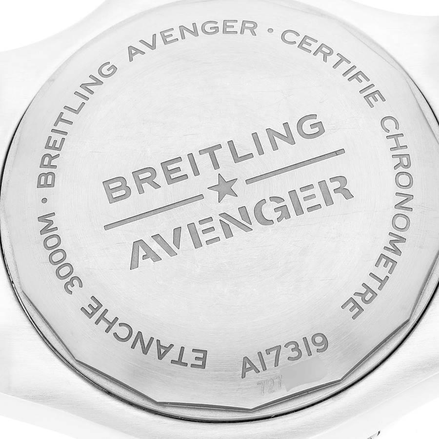 Men's Breitling Avenger 45 Seawolf Yellow Dial Steel Mens Watch A17319 Box Card