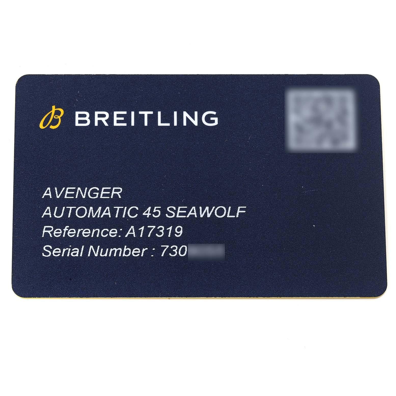 Breitling Avenger 45 Seawolf Gelbes Zifferblatt Stahl-Herrenuhr A17319 Boxkarte im Angebot 3