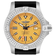 Breitling Avenger 45 Seawolf Yellow Dial Steel Mens Watch A17319 Box Card