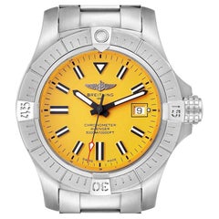 Breitling Avenger Seawolf Yellow Dial Steel Mens Watch A17319 Box Papers