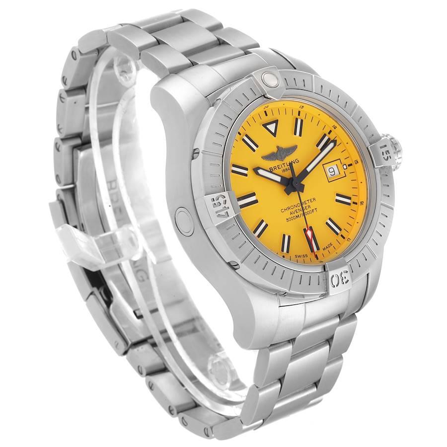 Breitling Avenger 45 Seawolf Gelbes Zifferblatt Stahl-Herrenuhr A17319 im Zustand „Hervorragend“ im Angebot in Atlanta, GA