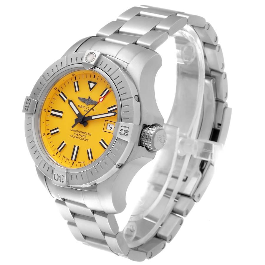 Breitling Avenger 45 Seawolf Gelbes Zifferblatt Stahl-Herrenuhr A17319 im Angebot 1