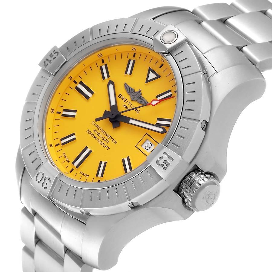 Breitling Avenger 45 Seawolf Gelbes Zifferblatt Stahl-Herrenuhr A17319 im Angebot 2