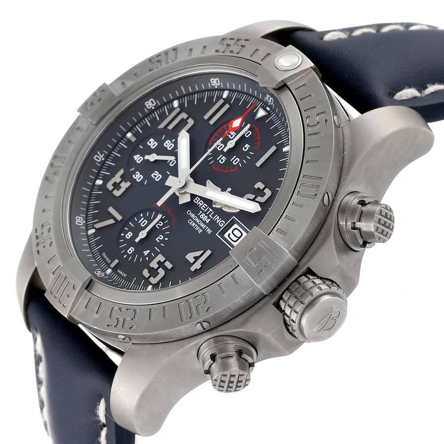 Breitling Avenger Bandit Grey Dial Blue Stap Titanium Watch E13383 Box Papers In Excellent Condition In Atlanta, GA