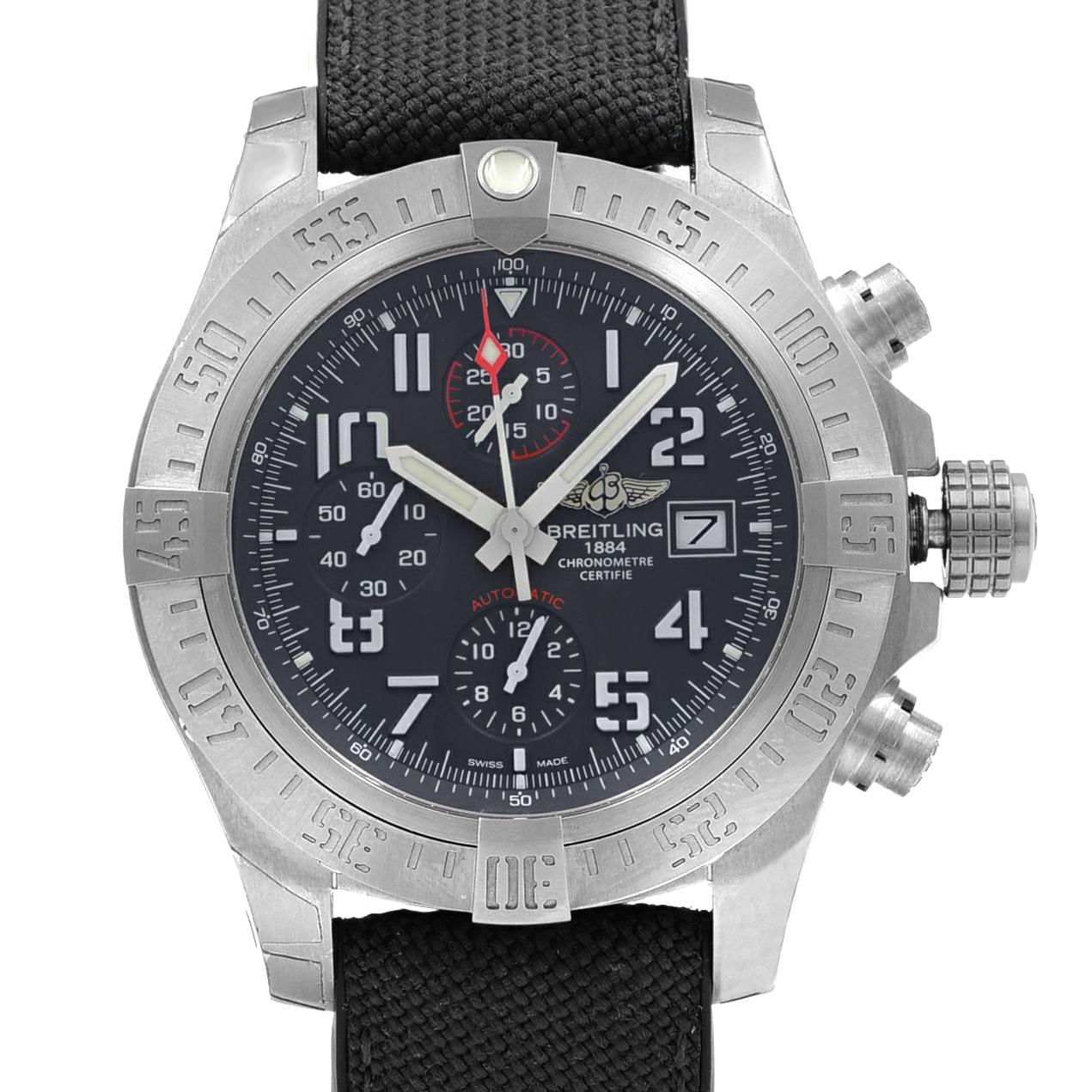 This display model Breitling Avenger E1338310/M536-253S is a beautiful men's timepiece that is powered by mechanical (automatic) movement which is cased in a titanium case. It has a round shape face, chronograph, date indicator, small seconds