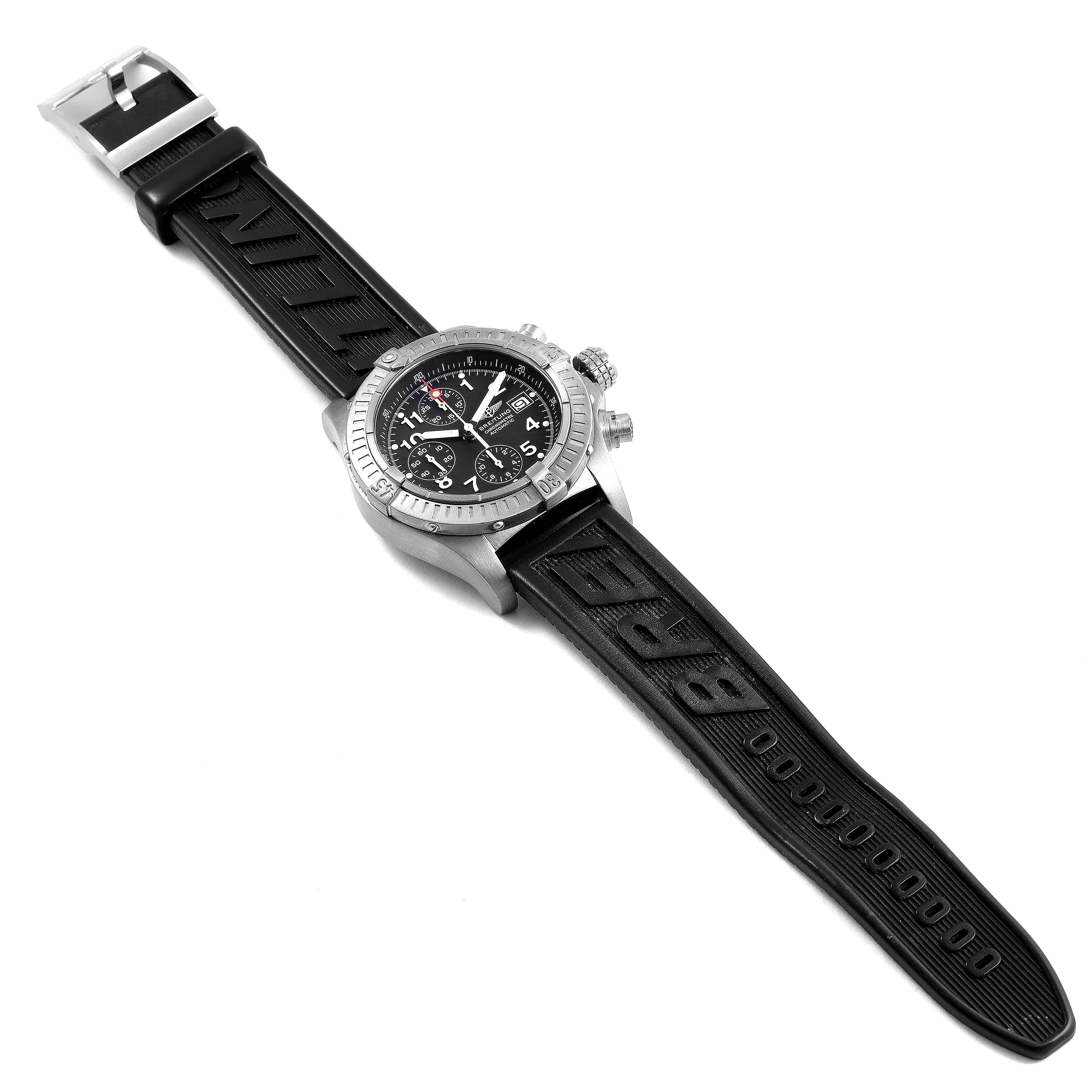 Breitling Avenger Black Dial Chronograph Titanium Watch E13360 Box For Sale 1