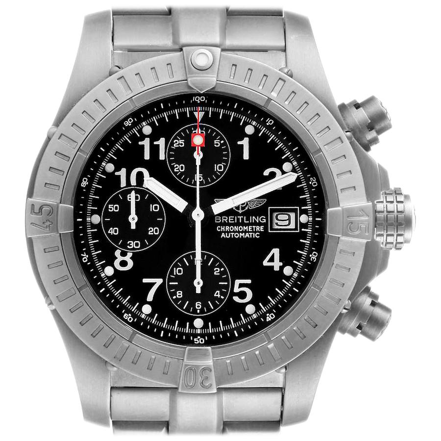Breitling Avenger Black Dial Chronograph Titanium Watch E13360 For Sale