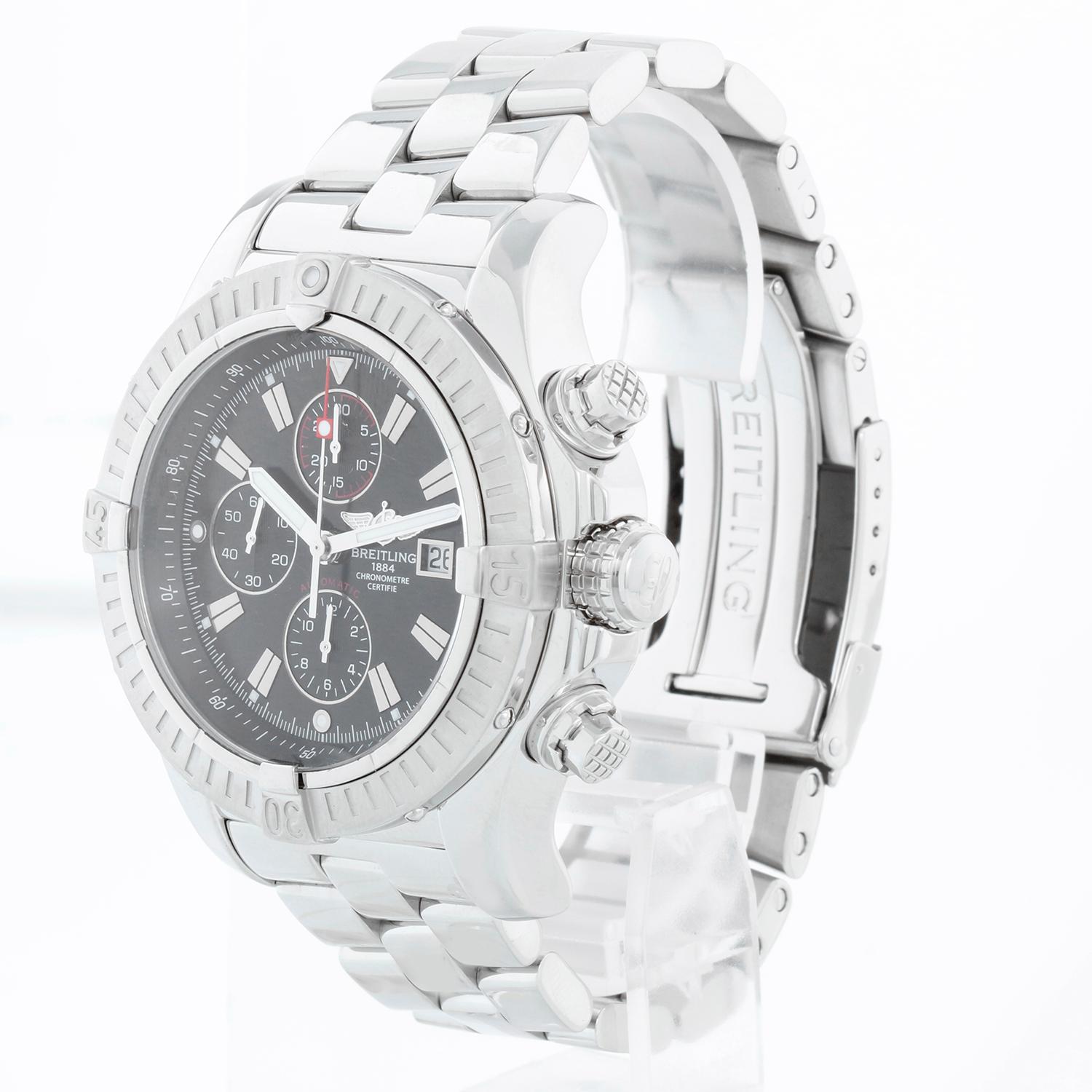 Breitling Avenger Black Dial Men's Chrono Stainless Steel Watch A13370 In Excellent Condition For Sale In Dallas, TX