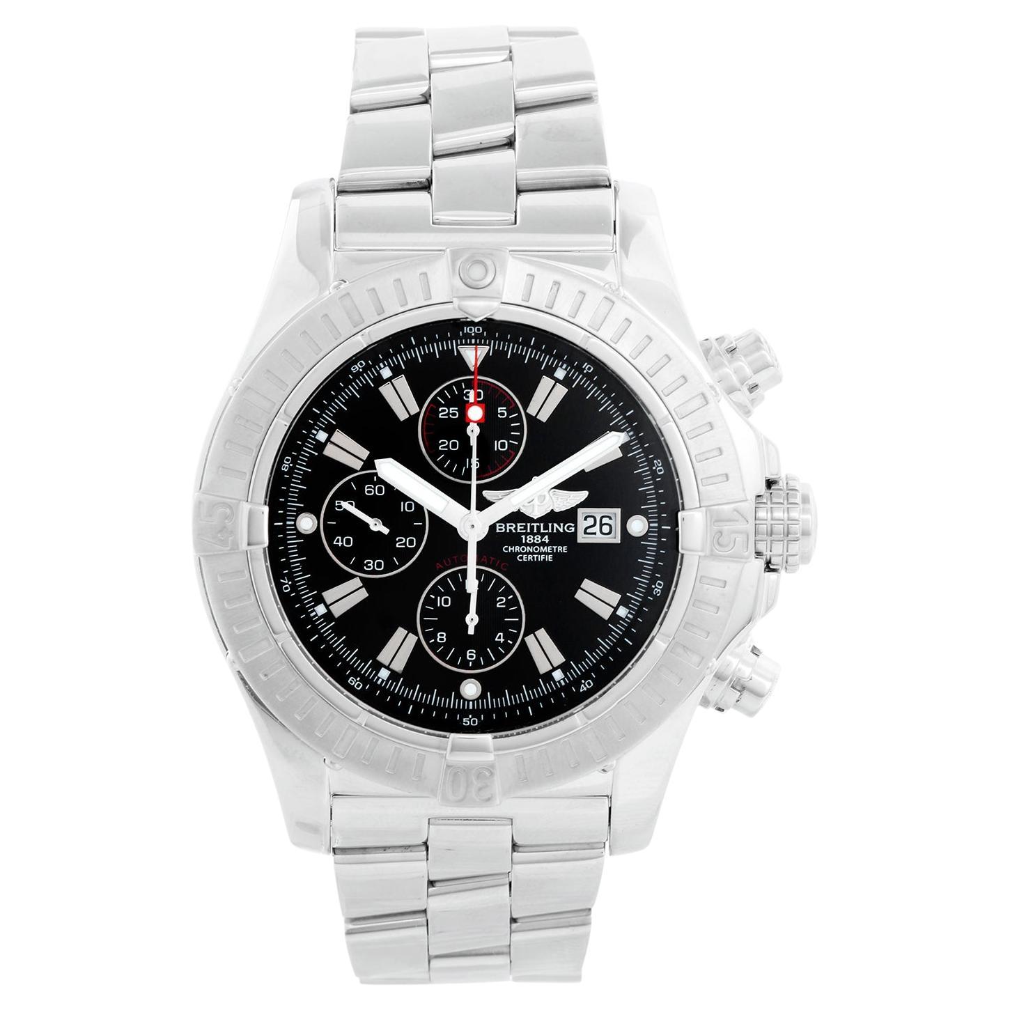 Breitling Avenger Black Dial Men's Chrono Stainless Steel Watch A13370 For Sale