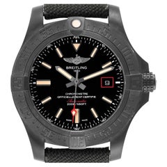 Breitling Avenger Blackbird 44 Titanium Canvas Strap Mens Watch V17311 Box Card