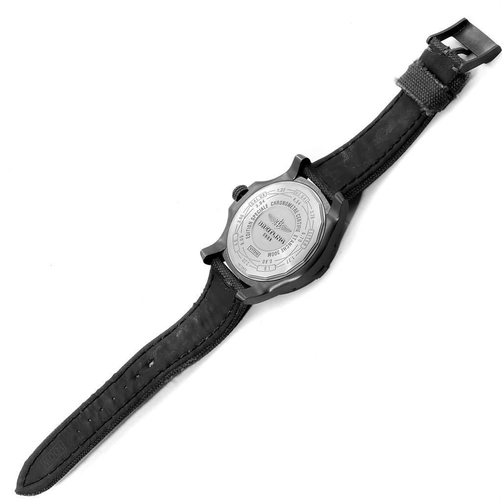 Breitling Avenger Blackbird 48 Titanium Canvas Strap Men’s Watch V17310 For Sale 3