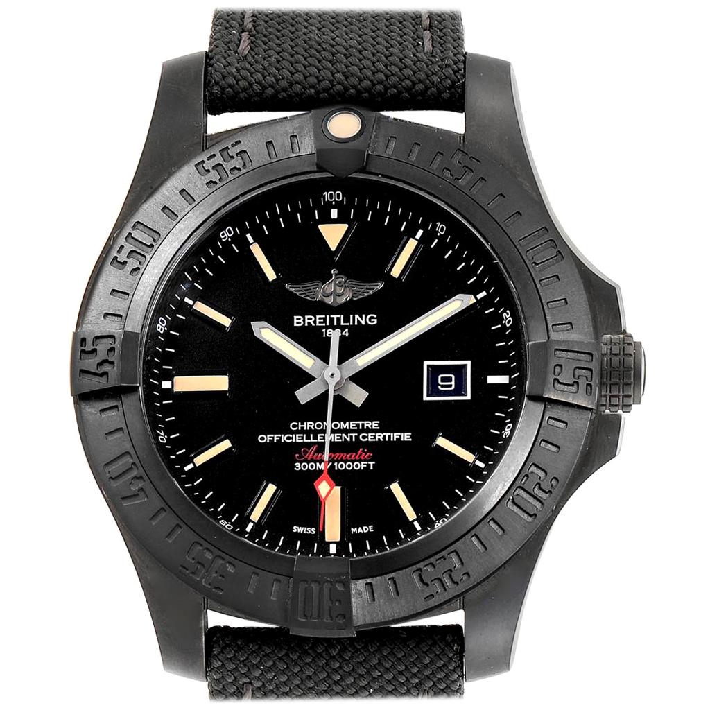 Breitling Avenger Blackbird 48 Titanium Canvas Strap Men’s Watch V17310 For Sale