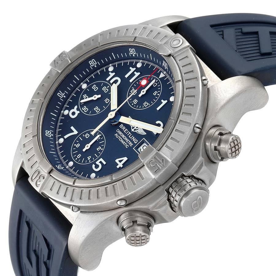 Breitling Avenger Blue Dial Chronograph Titanium Watch E13360 1