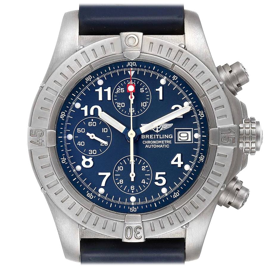 Breitling Avenger Blue Dial Chronograph Titanium Watch E13360