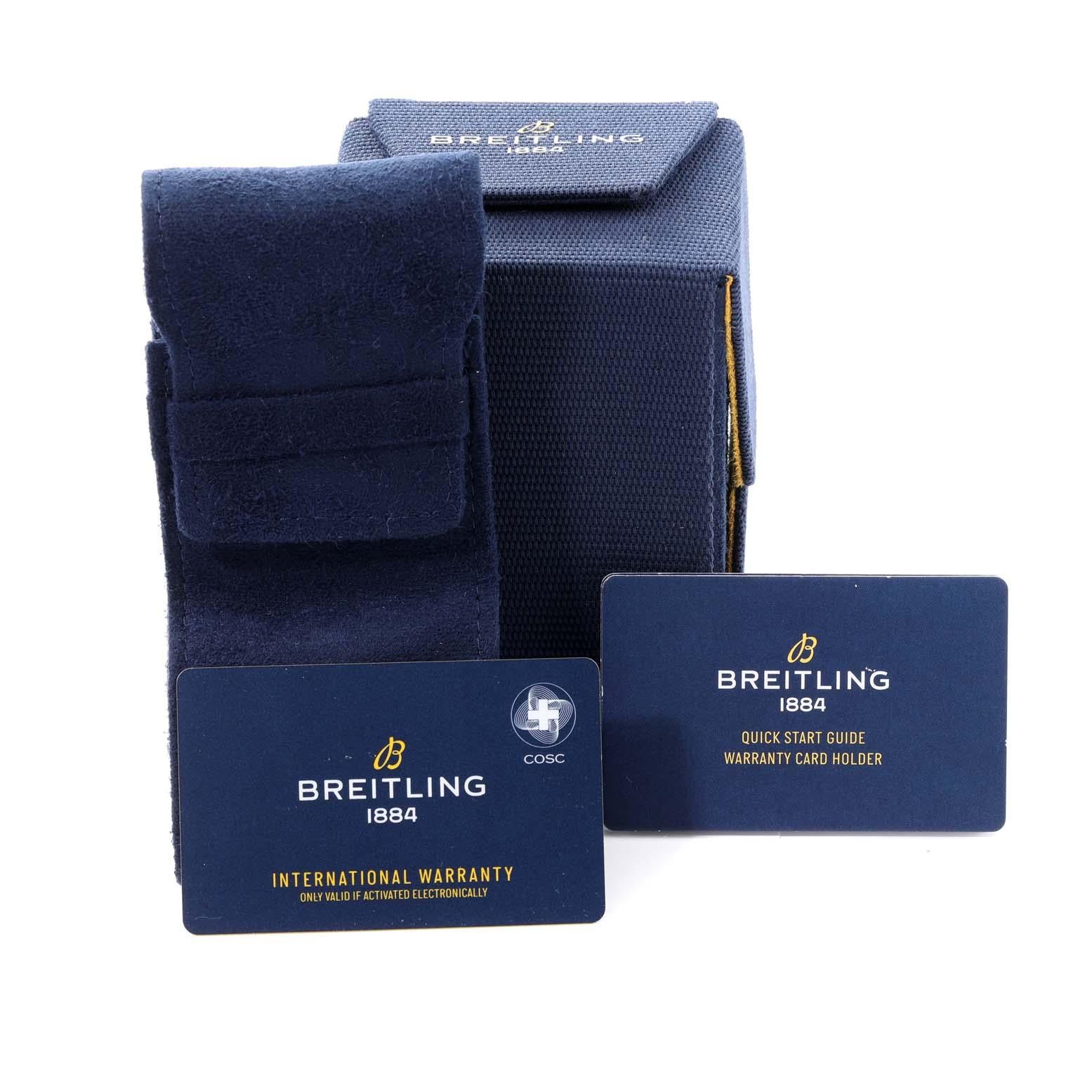 Edelstahl-Herrenuhr A17318 Box Card mit blauem Zifferblatt von Breitling Avenger im Angebot 8