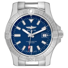 Breitling Avenger Blue Dial Stainless Steel Mens Watch A17318 Box Card